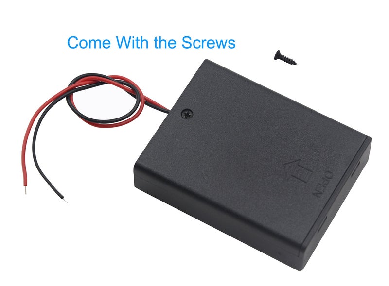 LampVPath 3Pcs 4 AAA 6V Battery Holder with Switch 4X 1.5V AAA Battery Holder Case with Wire Leads and ON/Off Switch(3 Pack) - Image 5